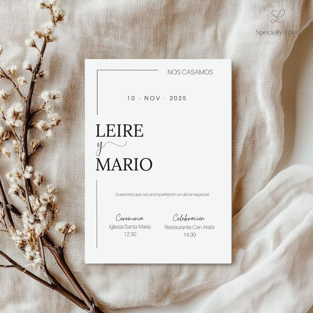 Invitaciones de boda para imprimir blackline